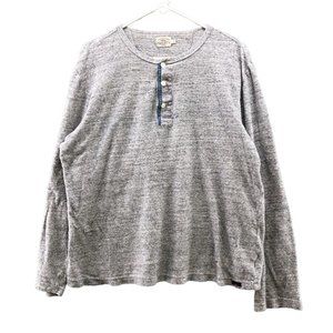 Faherty Long Sleeve Gray Henley Shirt Cotton Cupro Blend Mens Large L